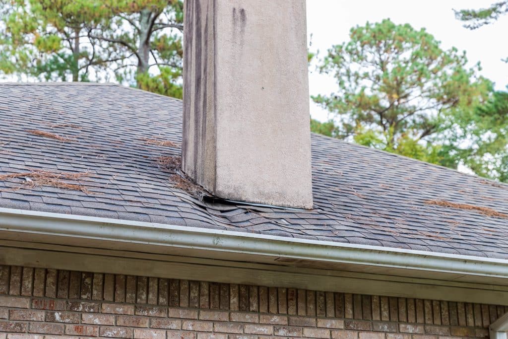 dented roof caused by water leak after hail storm